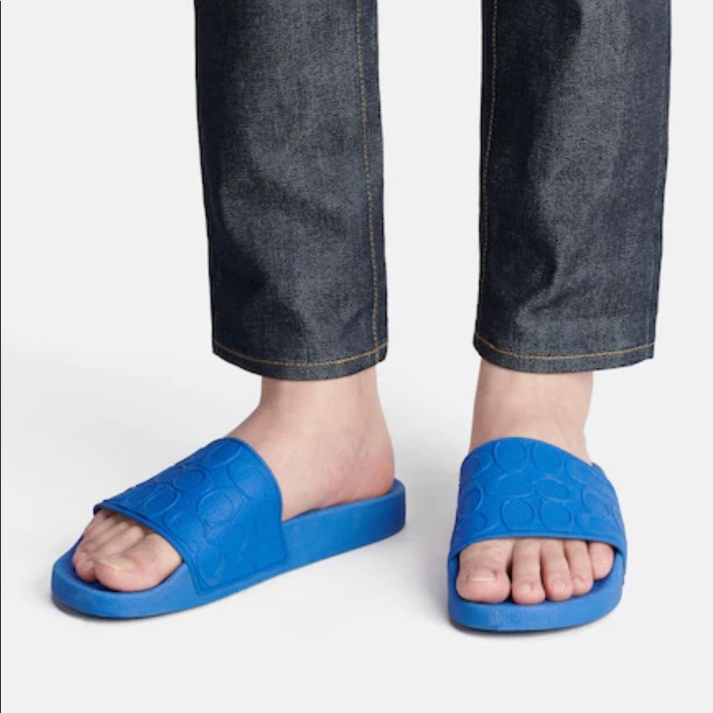🏈🏈 Coach Size 8 Blue Men’s Slide Sandals New Never Worn - Picture 3 of 5